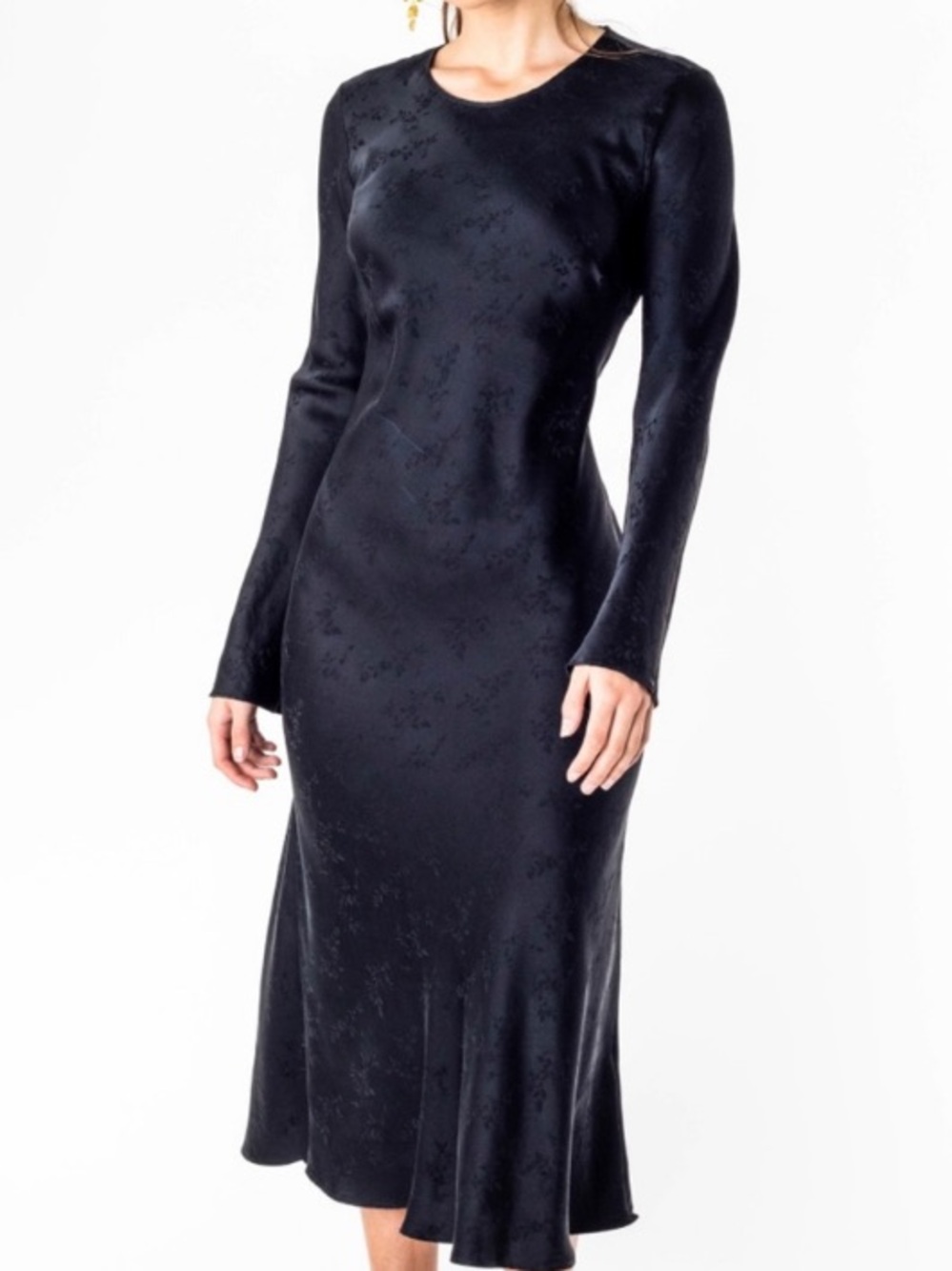 REFORMATION BLACK SILK MIDI DRESS - Picture 6 of 16